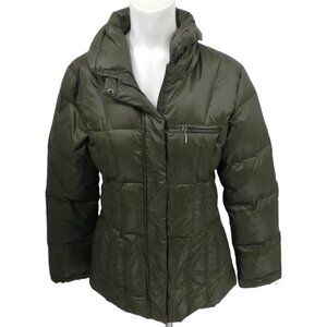 Steve by Searle Army Green Down Puffer Coat Jacket Size M Pockets Winter Snow